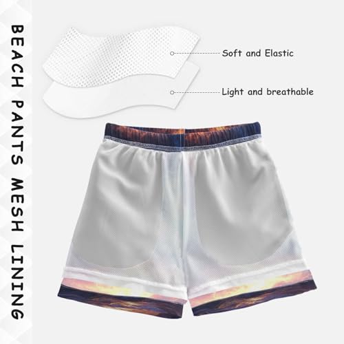 Boys Swim Trunk Storm Lightning Tornado Red Quick Dry Beach Board Shorts Teen Swimwear3