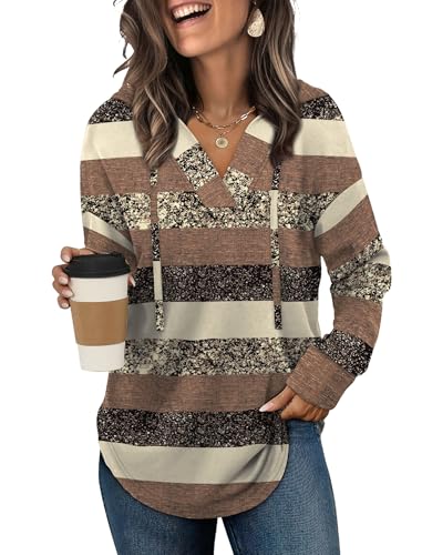Image of Sampeel Hoodies for Women Trendy Fall Fashion 2025 V Neck Oversized Sweatshirt Plus Size Tops Clothes