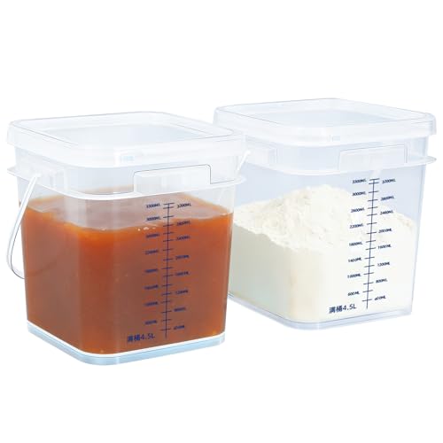 Image of DEMORA 1 Gallon Food Storage Buckets with Lids, 3300mL Scale, 2-Pack