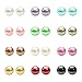 Assorted Mixed Color Wholesale Lot Glass Pearl Earrings Studs Gift Set, Stainless Steel Earrings Pin, Hypoallergenic (3. 6mm x 12 Colors)