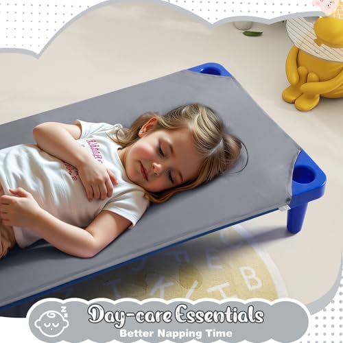 Image of Horbaunal 2 Pack Grey Cot Sheets for Daycare, 23 inch x 51 inch | Daycare Cot Sheets, Microfiber Fitted Cot Cover, for Preschool Kids Nap Time, Daycare Essentials