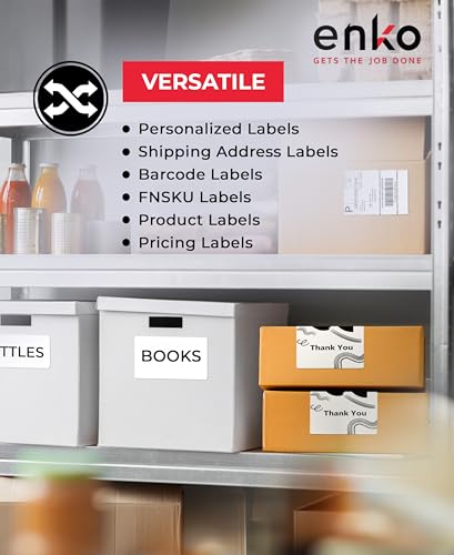 enKo Compatible Zebra 4x6 Label and Dymo Labels 1744907 - (4\" x 6\") Blank White Address and Shipping Labels for Dymo Labelwriter 4XL Shipping, Zebra & Desktop Direct Thermal Printers (10 Rolls, 2200)