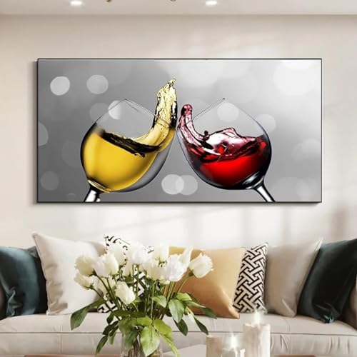 Toile verre à champagne moderne pour décoration murale maison grand format 80x160 cm