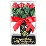 Chocolate Roses Valentine's Belgian Milk Chocolate Rose Bouquet, One Dozen Individually Wrapped Candy Flowers, Sweet Gift for Special Someone, 1.69 Ounces