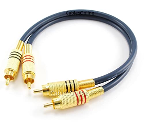 CablesOnline 1 ft 2-rca to 2-rca金メッキオスtoオスプレミアムグレードDJ /ミキサー/ステレオシステムオーディオケーブル