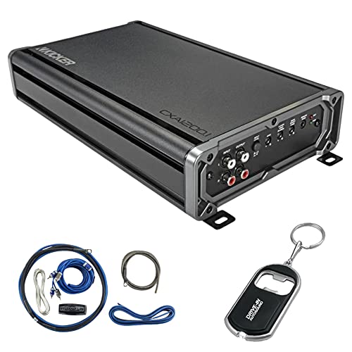 KICKER 46CXA12001T 1200W Mono Class D Subwoofer Amp with 46CK8 amp Wiring kit and DIAS Keychain