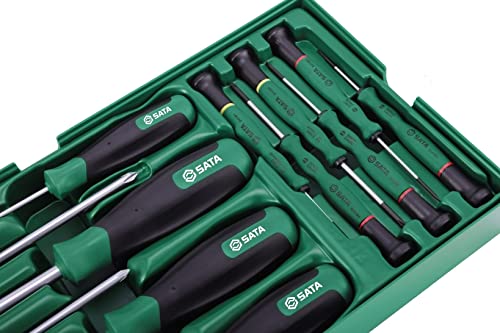 SATA ST09913SJ 13 Pieces Combination Screwdriver Tray Set , Green - Image 2
