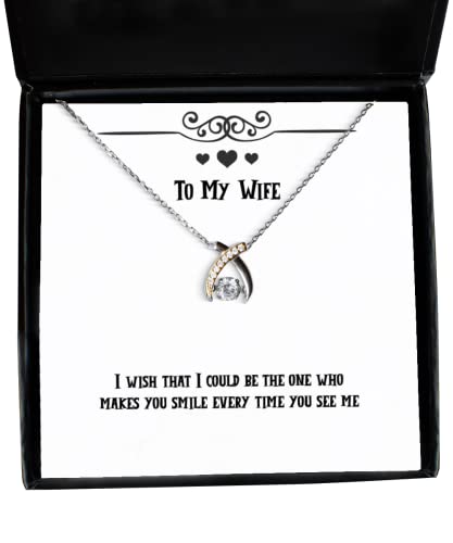 Joke Wife, I Wish That I Could be The one who Makes You Smile Every time You See me, Christmas Wishbone Dancing Necklace for Wife