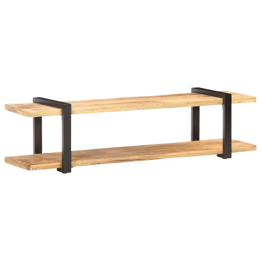 TV-Ständer, TV-Schrank, 160 x 40 x 40 cm, massives raues Mangoholz, Wohnzimmer, Media-Center, Aufbewahrungskonsole