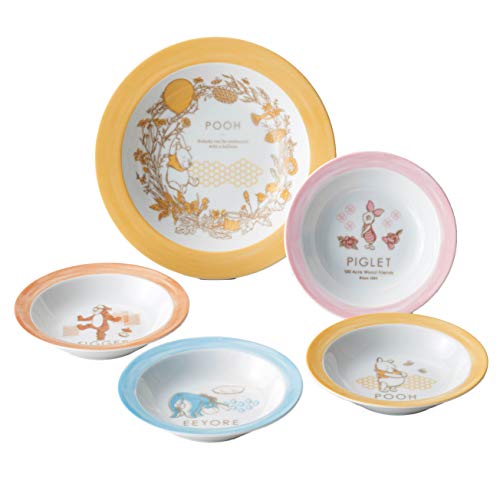 三郷陶器 ディズニー くまのプーさん ボタニカルアート サラダパーティーセット 日本製 3529-03 白 21cmプレート/210×210×H34mm、14.5cmボウル/147×147×H32mm