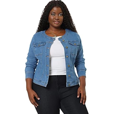 Agnes Orinda Plus Size Denim Jacket Cover