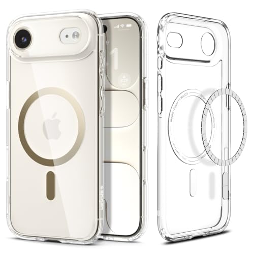 Image of Spigen Ultra Hybrid MagFit Back Cover Case Compatible with iPhone Air (2025), iPhone 17 Air Cover case (TPU + Poly Carbonate | Clear Gold)