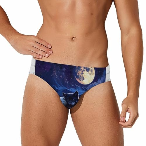 Wolf Family Mens Swim Briefs Quick Dry Swim Trunk Bikini Underwear Swimsuit