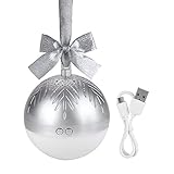 QiruIXinXi Altavoz Bluetooth inalámbrico con luz de Bola de Navidad LED con Canciones navideñas Decorativo Mini luz de Noche estéreo Adorno de Altavoz Bluetooth(Plata)