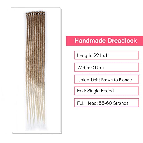 Thin Ombre Brown To Blonde Dreadlocks Extensions 22" 0.6Cm Synthetic Crochet Braided Hair Backcombed Dreads Extensions(10 Strands)… #TOP2