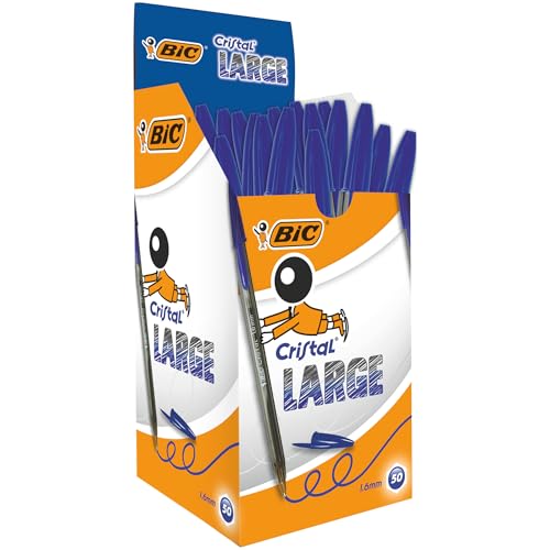 Miniatura 7 de BIC Cristal Large Boligrafos de Punta Media, Para la Escuela, la Oficina o el Hogar, Azul, Paquete de 50 (1,6 mm)