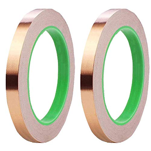 Copper Foil Tape (1inch x 66ft) x 2 Pcs with Conductive Adhesive for Guitar and EMI Shielding, Crafts, Electrical Repairs, Grounding