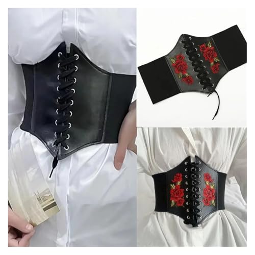 Women's Corset Belt Flower Embroidery Cummerbunds Female Slimming Waist Band Wide Belt for Girl for decoration2