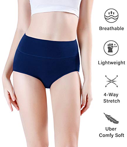 Image of wirarpa Women's Modal Underwear Soft High Waist Briefs Ladies Panties 4 Pack (Regular & Plus Size)