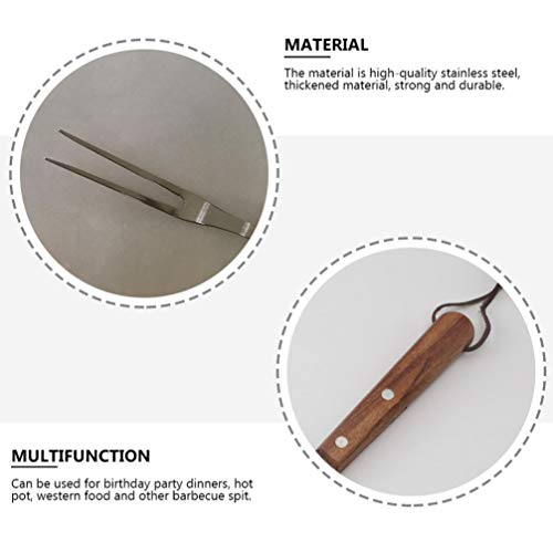 UPKOCH Garfo de Aço Inoxidável para Churrasco Garfo para Churrasco Com Cabo de Madeira Garfo Profiss