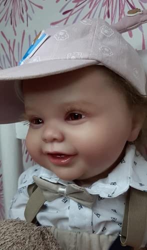 Enjoy with Love 60CM Kleinkind Junge Puppe Weicher Körper Reborn Baby Kodi Bär Lebensechte 3D Malerei mit sichtbaren Adern verwurzeltes Haar Hochwertige Puppe (Brown Eyes) – Bild 5