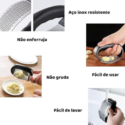 Espremedor de Alho Cortador Raladores Socador Triturador Picador Amassador Moedor de Alho em Inox Ma