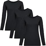 [fun.] WARMACTIVE レディース クルーネック 3枚セット BLACK M 帝人フロンティア企画