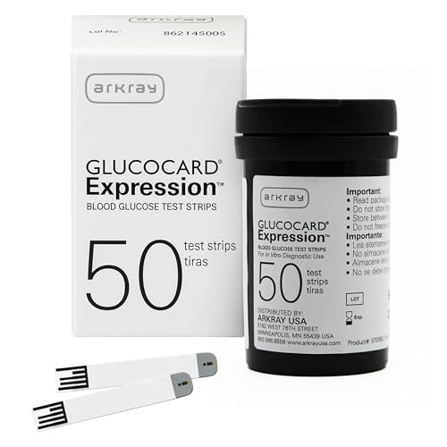 ARKRAY GLUCOCARD Expression Blood Glucose Test Strips - No Coding 0.8 Microliter & Fast 6-Second Results - Compatible with GLUCOCARD Expression Blood Glucose Meter - 50 Count