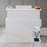 Moderner Empfangstresen mit LED-Beleuchtung, 120×110×50 cm – Rezeptionstheke mit abschließbaren Schubladen, großem Stauraum & Arbeitsfläche – Empfangstisch für Studio, Büro, Salon