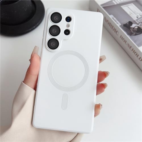 Étui magnétique S25 Ultra mat blanc anti-trace de doigts