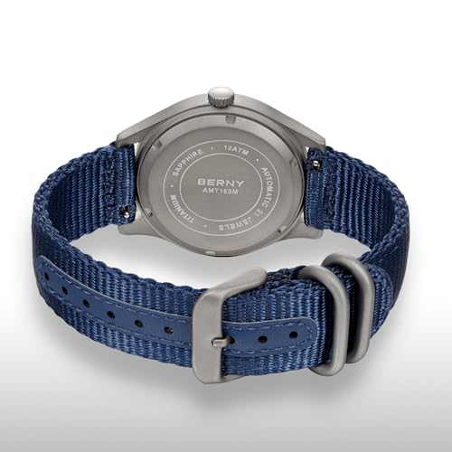 Image of BERNY Automatic Titanium Watch for Men 10ATM Waterproof Men's Field Watch Super Luminous Male Analog Mechanical Military Wrist Watch AR Sapphire Crystal Date Calendar Birthday Present