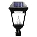 GAMA SONIC Imperial II Single Head Solar Post Lamp, LED Light, 3" Fitter Mount, Black (GS-97NF)