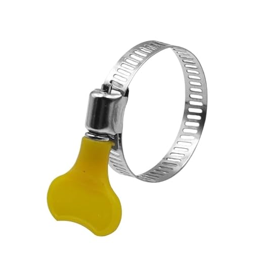 5 pcs 8-44mm Adjustable Yellow Plastic Handle Hand Twist Hose Clamps Worm Driving 201 Stainless Steel Pipe Clips for Tube(19-29mm (5pcs))