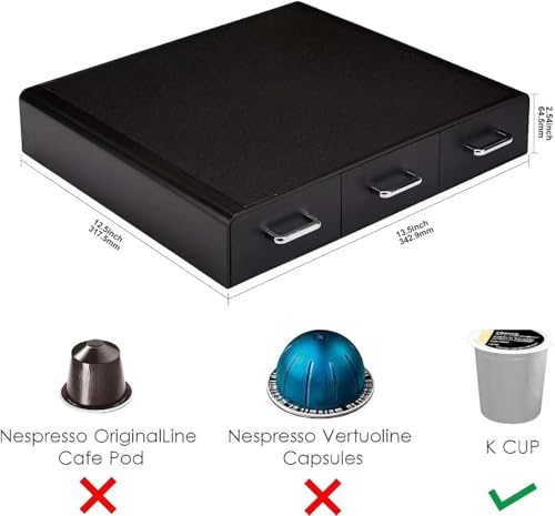 Image of Amazon Basics K-Cup Compatible Coffee Pod Storage Drawer, 3 Easy-Open Drawers, 36 Pod Capacity, Black