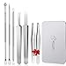 Produktbild 7 Stück Mitesserentferner Komedonenquetscher BESTOPE Mitesser Blackhead Remover Pinzette Augenbrauen Zupfen Set aus Edelstahl Werkzeug für Pickel Akne Whiteheads Mitesser Entferner mit Metallbox