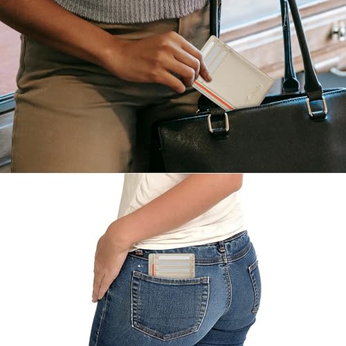 Image of Travelambo Slim Wallet Front Pocket Minimalist Leather RFID Blocking Medium Size