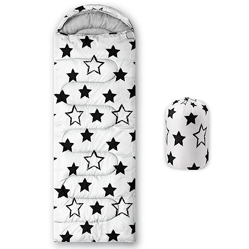 Axolotl Stars Traveling Sleeping Bag For Kids Girls Boys–Lightweight Warm Cold Weather Space Star Kids Sleeping Bags,Waterproof Portable Sleeping Bag For Camping Backpacking Outdoor Indoor,Black White