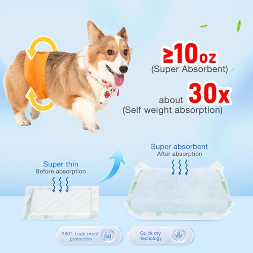 Image of Dog Diaper Liners 100ct Super Absorption Disposable Dog Diaper Booster Pads Leak-Proof for Female and Male Fit Most Reusable Pet Belly Bands, Wraps and Period Diapers(Regular, S-100ct)