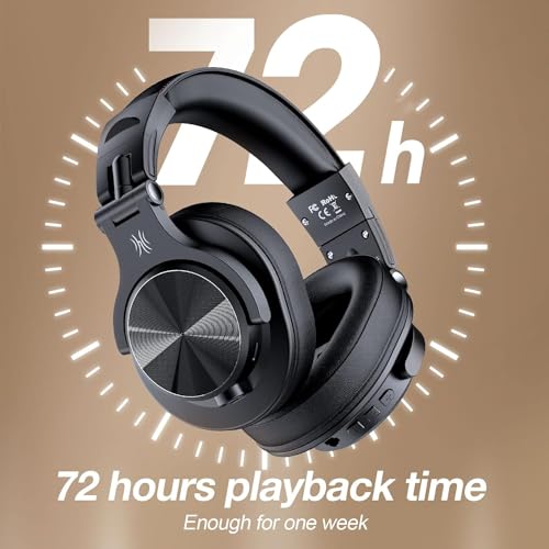 OneOdio A70 Bluetooth Over Ear Headphones, Wireless Headphones with 72H Playtime, Hi-Res, Built-in Mic, 3.5mm/6.35mm Wired Audio Jack for Studio Monitor & Mixing DJ Guitar AMP, Computer PC Gaming by OneOdio - Image 3