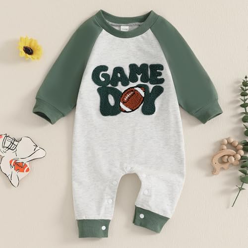 Baby Boy Football Outfit One Piece Football Game Day Ribbed Romper Jumpsuit Fall Newborn Coming Home Clothes2