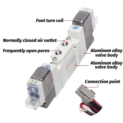 Électrovanne 5 voies haute précision SY5220 double solénoïde DC24V robuste - 4