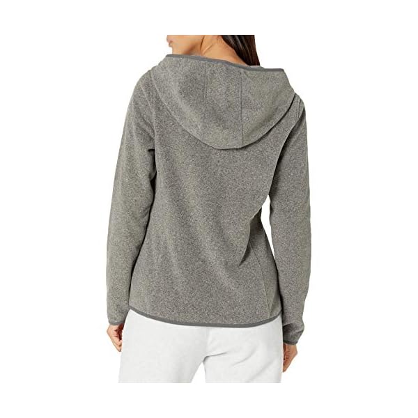 AMAZON ESSENTIALS Women's Long-Sleeve Hooded Full-Zip Polar Fleece Jacket, Charcoal Heather, Large