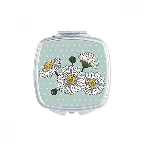 Miroir compact chrysanthème blanc anti-rayures format portable solide - 2
