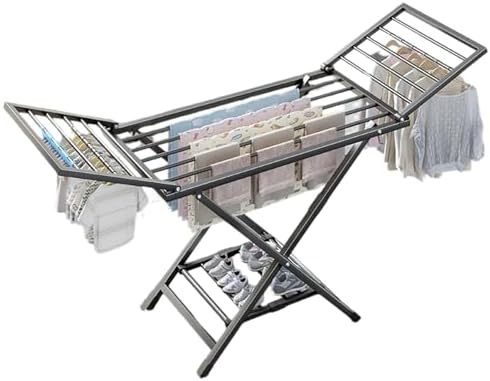Portable Foldable Clothes Drying Rack, Height-Adjustable Space-Saving Laundry Stand for Efficient Drying, Ideal for Home & Travel（Gunmetal Gray,160cm）