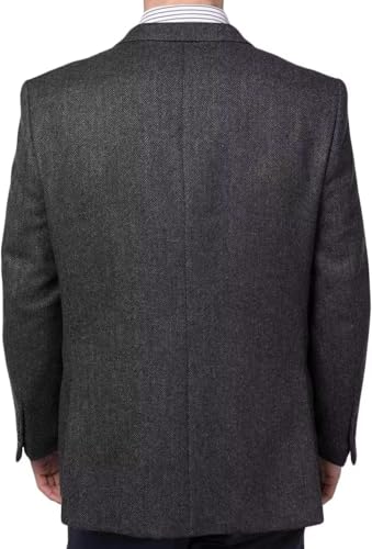 Mens Herringbone Blazer Black British Wool Blend Suit Jacket 2 Button Casual Sport Coat Wedding Groomsmen Prom Jackets XXXL3