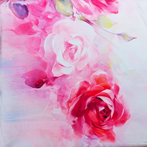 Image of Satin Silk Ombre Long Scarf for Women Lightweight Fashion Scarves in Print Floral Pattern (Blooming Roses)