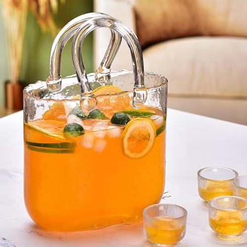 Vasos para beber y botella transparente de 2,34 L con copas de vino finas 8