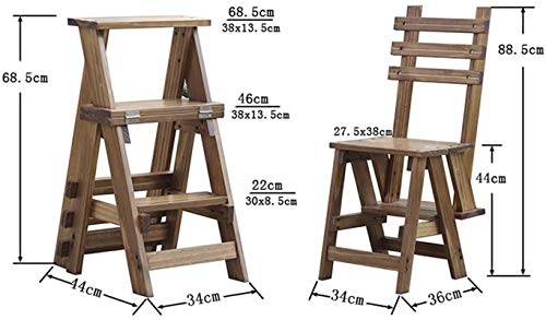 Escalera plegable de madera portátil para llegar a estantes altos sin ocupar espacio 3