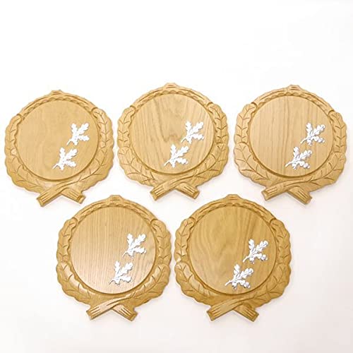 GTK Oferta 5 placas de cuña talladas de roble claro AF 17,5 cm con 10 hojas de aluminio de roble, tabla cuña, tabla de especias, cartel de trofeo.