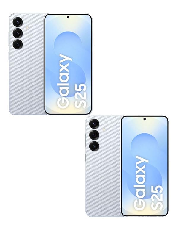 Image of (Pack of 2) Compatible with Skin Sticker /Vinyl wrap /Protective Film Mobile Back Skin Carbon Fiber 3D Transparent by Candeal Mizhan(Only Back) (Samsung, Samsung Galaxy S25 5G)